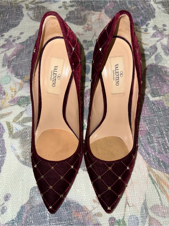 Valentino Shoes - Valentino Burgundy Quilted Pointed-Toe Pumps